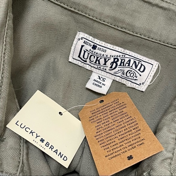 Lucky Brand womens utility Drawstring Dress workwear Sage Green Fray Sz XS NWT. - Picture 8 of 11